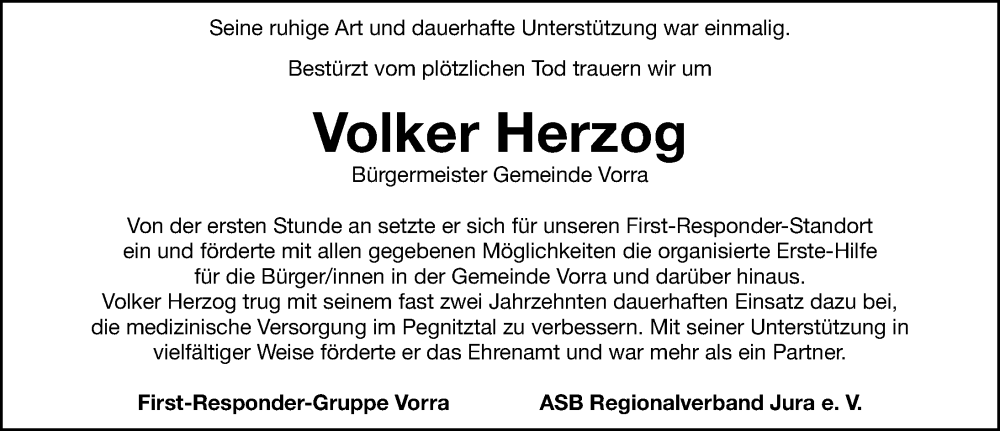  Traueranzeige für Volker Herzog vom 08.02.2023 aus Hersbrucker Zeitung Lokal