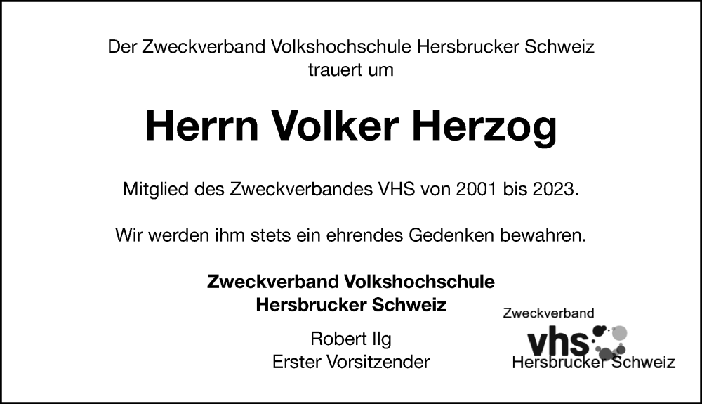  Traueranzeige für Volker Herzog vom 08.02.2023 aus Hersbrucker Zeitung Lokal