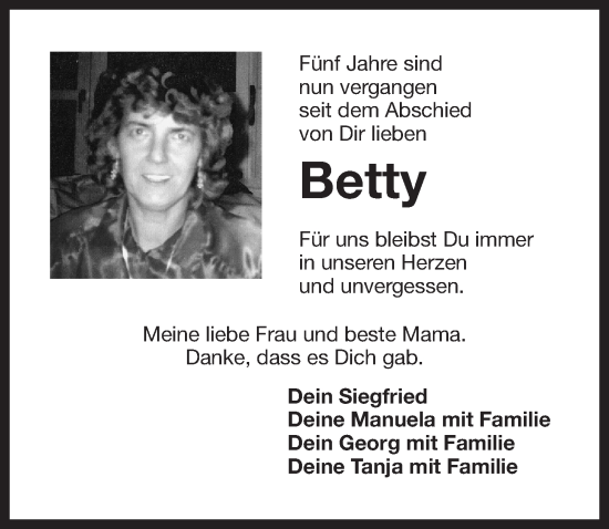Traueranzeige von Betty  von Der Bote