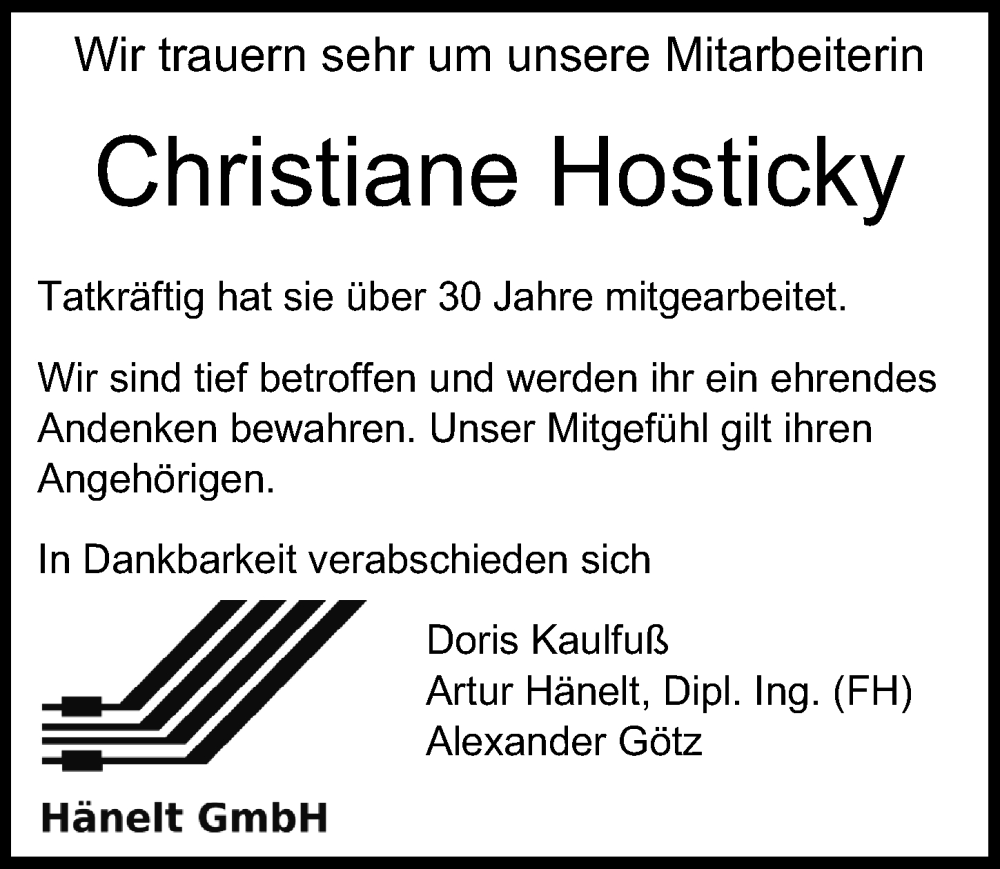  Traueranzeige für Christiane Hosticky vom 07.03.2023 aus Hersbrucker Zeitung Lokal