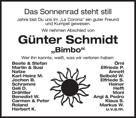 Traueranzeige von Günter Schmidt von Der Bote