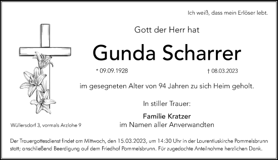 Traueranzeige von Gunda Scharrer von Hersbrucker Zeitung Lokal