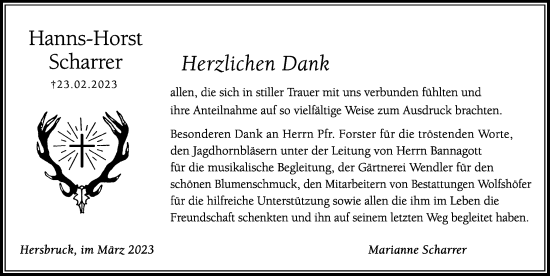 Traueranzeige von Hanns-Horst Scharrer von Hersbrucker Zeitung Lokal