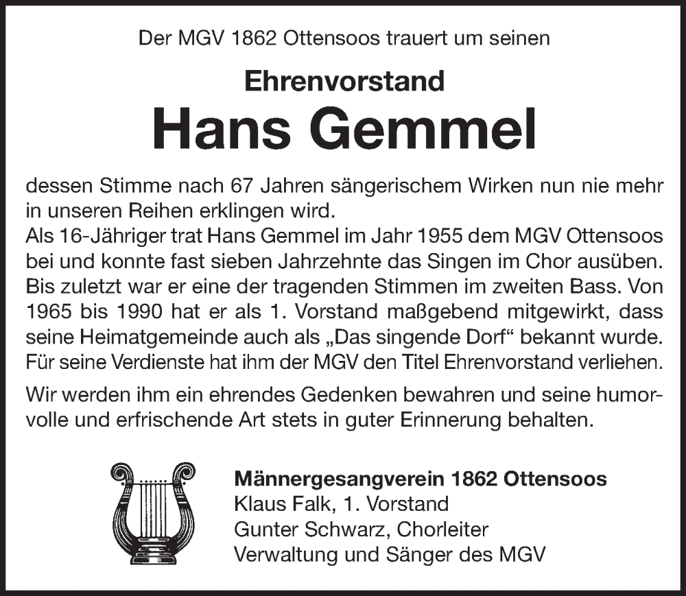  Traueranzeige für Hans Gemmel vom 18.03.2023 aus Pegnitz-Zeitung