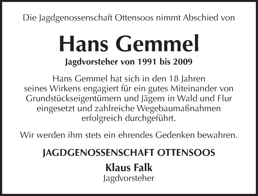  Traueranzeige für Hans Gemmel vom 18.03.2023 aus Pegnitz-Zeitung