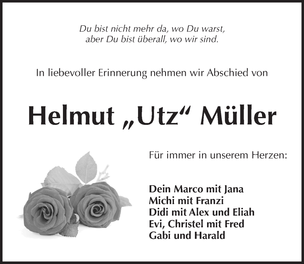 Traueranzeige für Helmut Müller vom 18.03.2023 aus Pegnitz-Zeitung