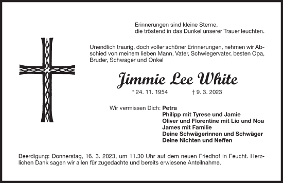 Traueranzeige von Jimmie Lee White von Der Bote