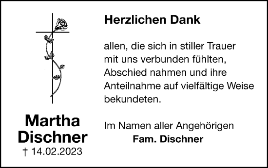 Traueranzeige von Martha Dischner von Hersbrucker Zeitung Lokal