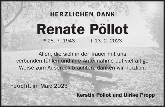 Traueranzeige von Renate Pöllot von Der Bote
