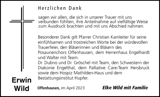 Traueranzeige von Erwin Wild von Hersbrucker Zeitung Lokal