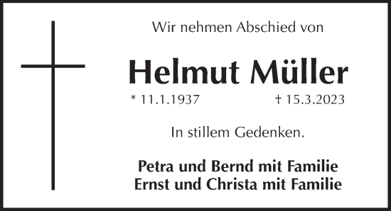 Traueranzeige von Helmut Müller von Pegnitz-Zeitung
