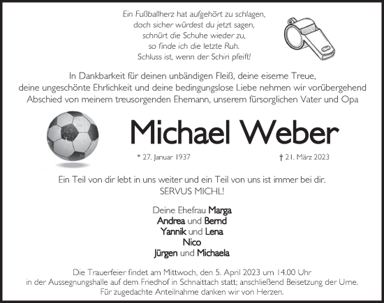 Traueranzeige von Michael Weber von Pegnitz-Zeitung