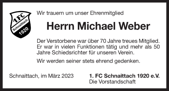Traueranzeige von Michael Weber von Pegnitz-Zeitung