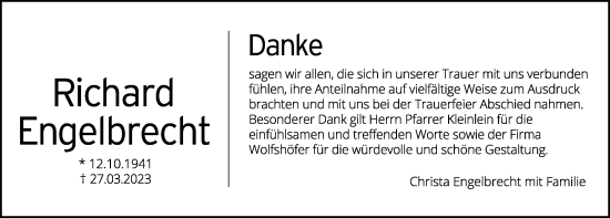 Traueranzeige von Richard Engelbrecht von Hersbrucker Zeitung Lokal