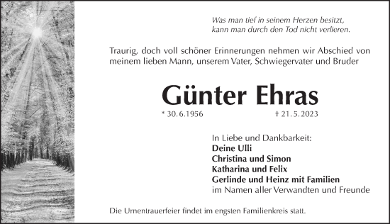 Traueranzeige von Günter Ehras von Trauer.de