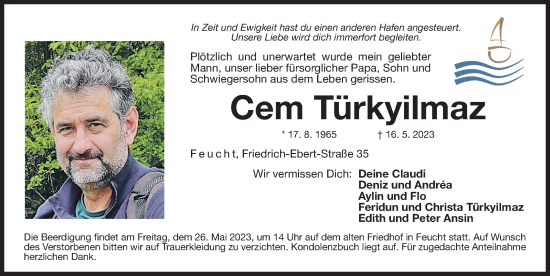 Traueranzeige von Cem Türkyilmaz von Der Bote