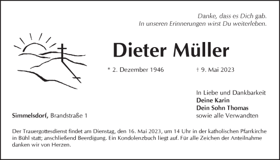 Traueranzeige von Dieter Müller von Pegnitz-Zeitung
