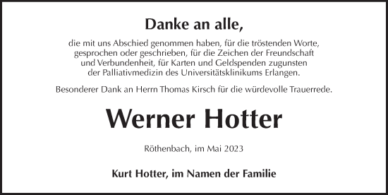 Traueranzeige von Werner Hotter 