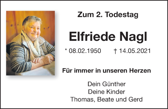 Traueranzeige von Elfriede Nagl von Hersbrucker Zeitung Lokal