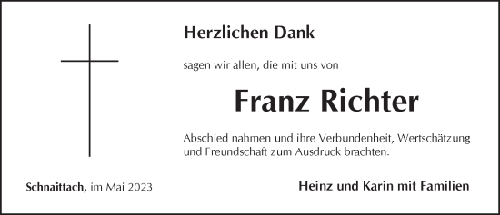 Traueranzeige von Franz Richter 