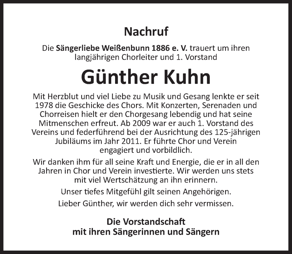  Traueranzeige für Günther Kuhn vom 23.05.2023 aus Der Bote