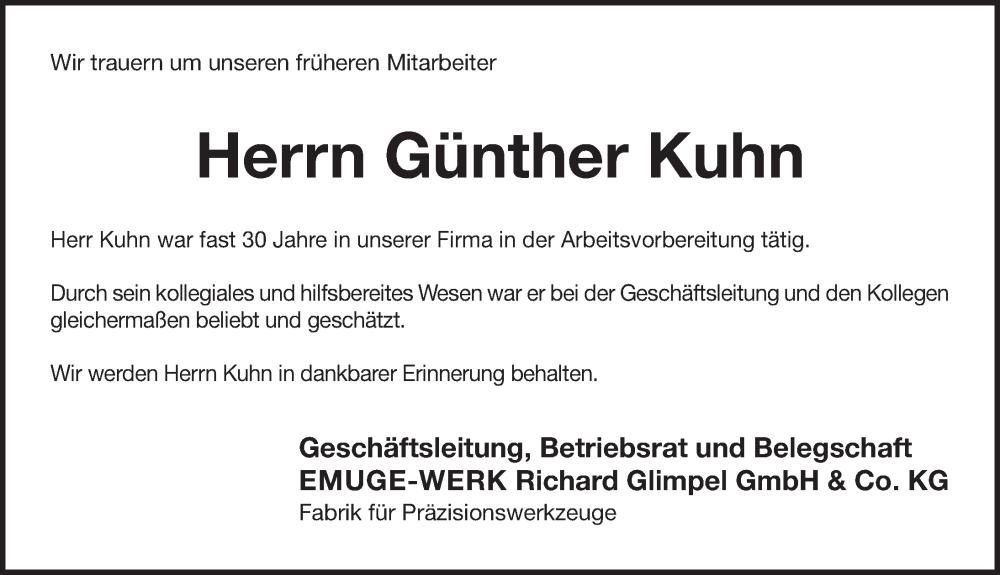  Traueranzeige für Günther Kuhn vom 23.05.2023 aus Pegnitz-Zeitung