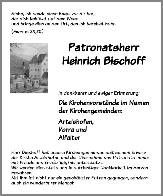 Traueranzeige von Heinrich Bischoff von Hersbrucker Zeitung Lokal