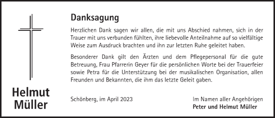 Traueranzeige von Helmut Müller von Pegnitz-Zeitung