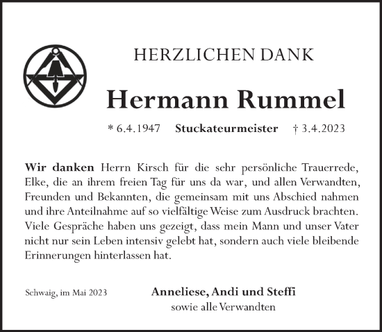 Traueranzeige von Hermann Rummel von Pegnitz-Zeitung