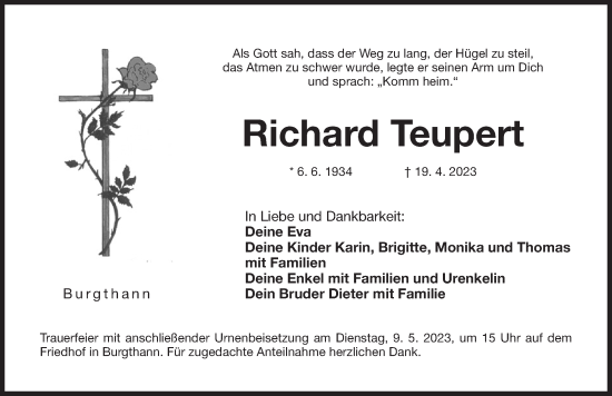 Traueranzeige von Richard Teupert von Der Bote