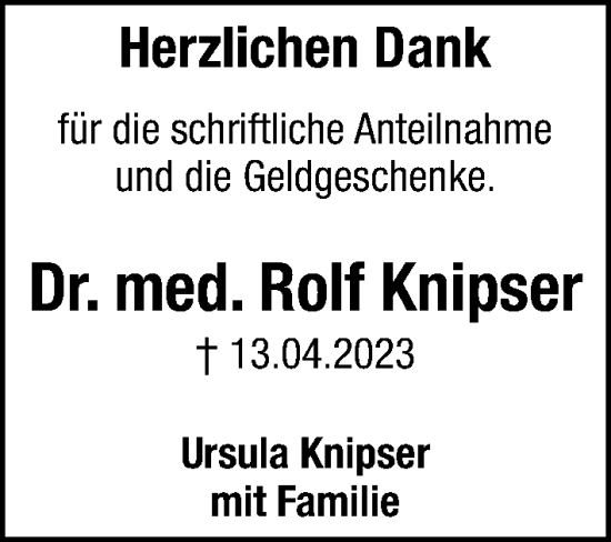 Traueranzeige von Rolf Knipser von Hersbrucker Zeitung Lokal