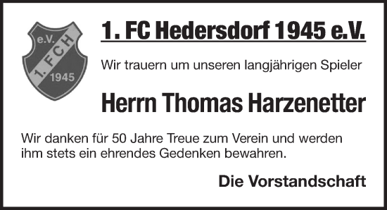 Traueranzeige von Thomas Harzenetter von Pegnitz-Zeitung