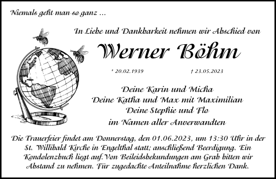 Traueranzeige von Werner Böhm von Hersbrucker Zeitung Lokal