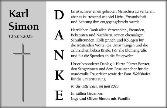 Traueranzeige von Karl Simon von Hersbrucker Zeitung Lokal