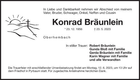 Traueranzeige von Konrad Bräunlein von Der Bote
