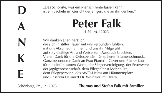 Traueranzeige von Peter Falk von Pegnitz-Zeitung