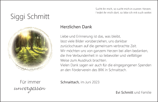 Traueranzeige von Siggi Schmitt von Pegnitz-Zeitung