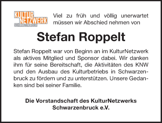 Traueranzeige von Stefan Roppelt von Der Bote
