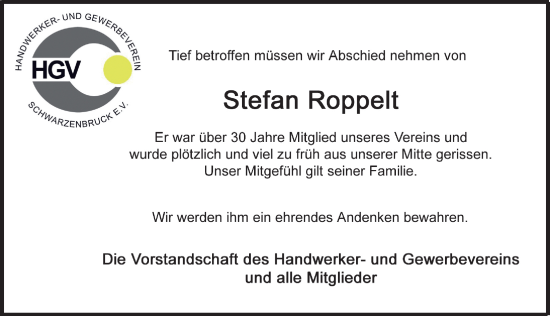 Traueranzeige von Stefan Roppelt von Der Bote