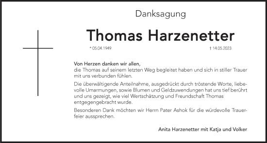 Traueranzeige von Thomas Harzenetter von Pegnitz-Zeitung