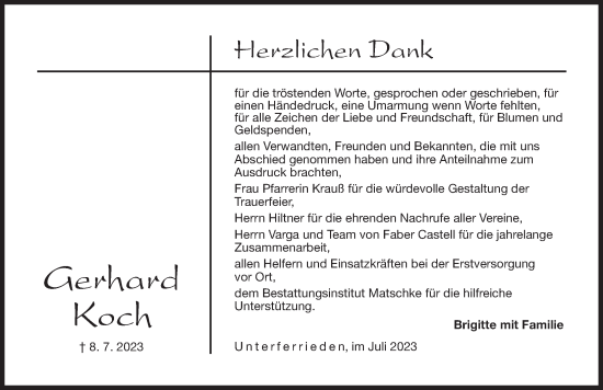 Traueranzeige von Gerhard Koch von Der Bote