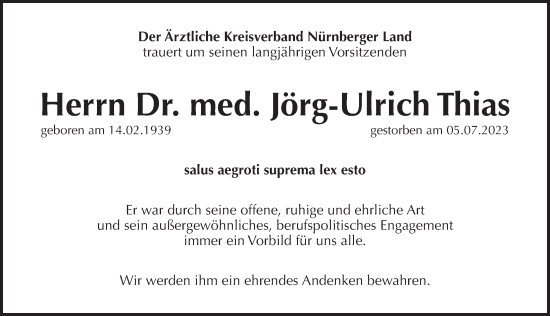 Traueranzeige von Jörg-Ulrich Thias von Pegnitz-Zeitung