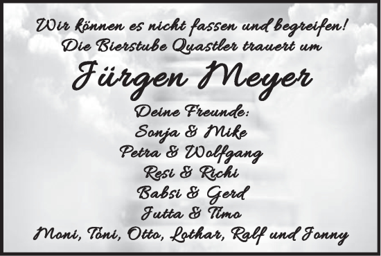 Traueranzeige von Jürgen Meyer von Pegnitz-Zeitung