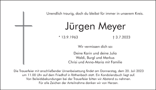 Traueranzeige von Jürgen Meyer von Pegnitz-Zeitung