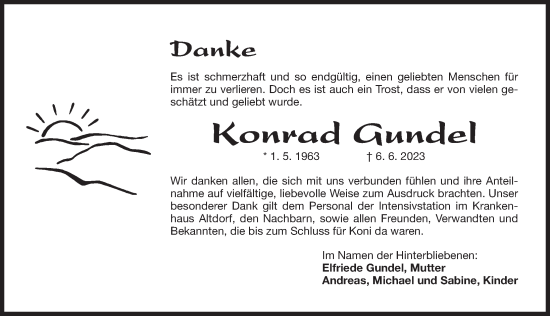 Traueranzeige von Konrad Gundel von Der Bote