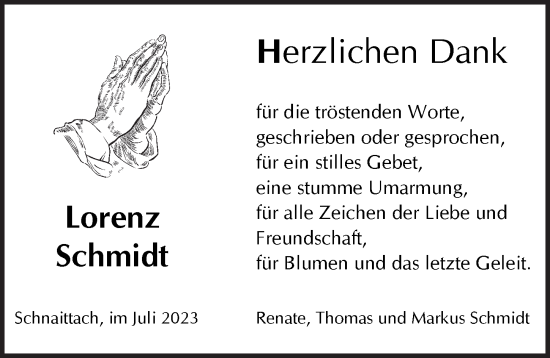 Traueranzeige von Lorenz Schmidt von Pegnitz-Zeitung