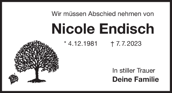 Traueranzeige von Nicole Endisch von Der Bote