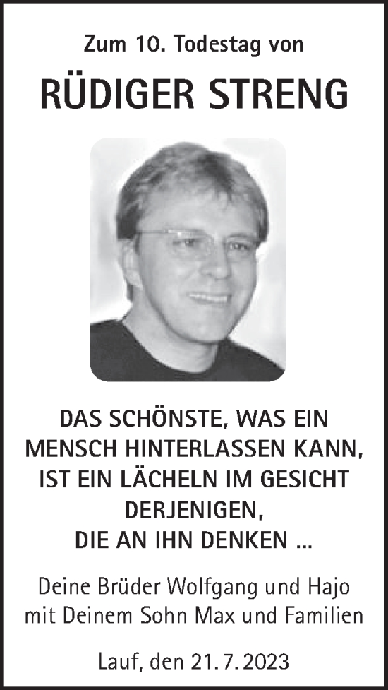 Traueranzeige von Rüdiger Streng von Pegnitz-Zeitung