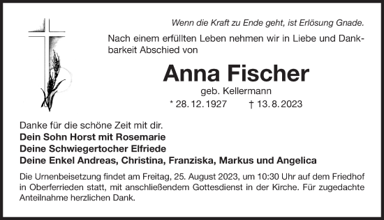 Traueranzeige von Anna Fischer von Der Bote
