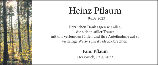 Traueranzeige von Heinz Pflaum von Hersbrucker Zeitung Lokal